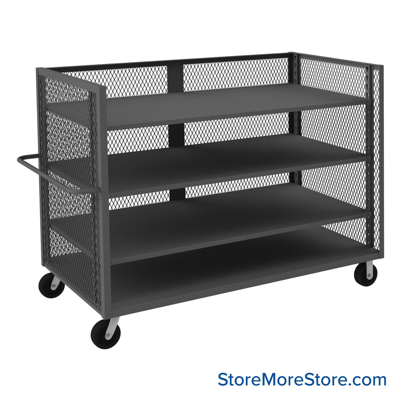 Wire Mesh Cart, 72.5" W x 36.5" D, 3 Shelves
