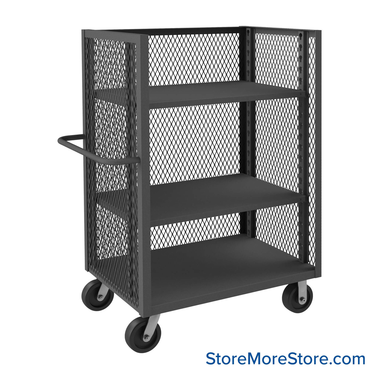 Wire Mesh Cart, 60.5" W x 30.5" D, 2 Shelves