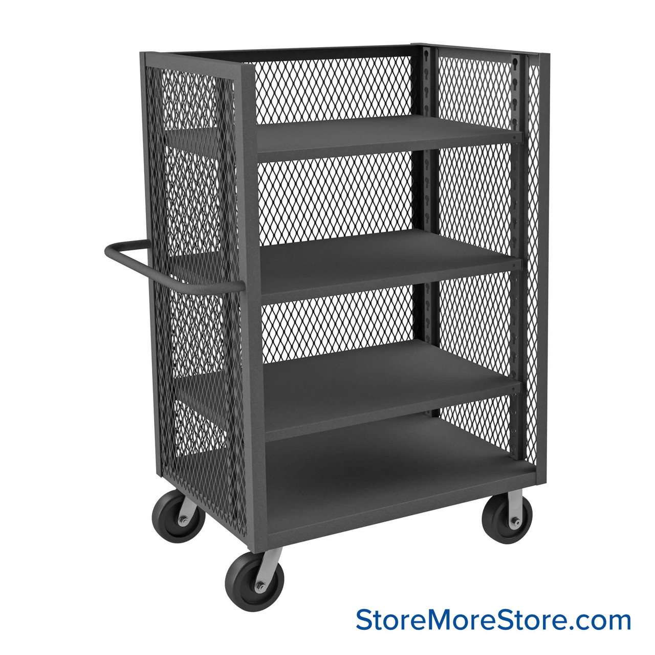Wire Mesh Cart, 60.5" W x 30.5" D, 3 Shelves