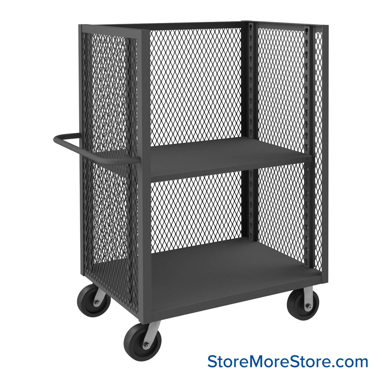 Wire Mesh Cart, 60.5" W x 36.5" D, 1 Shelf