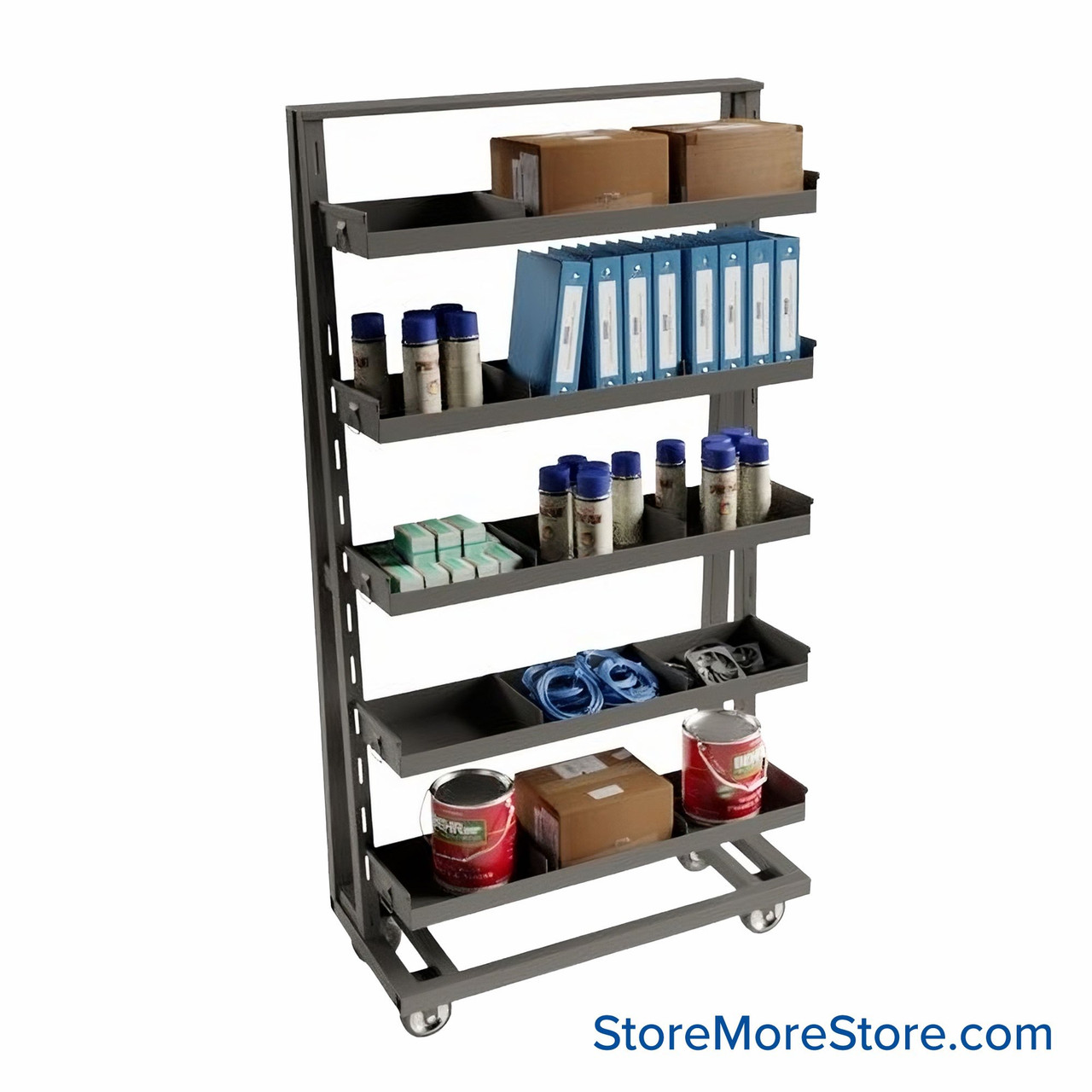 Cart with Removable Trays, 24" Deep, 5 Trays, 3" Closed Tray Fronts