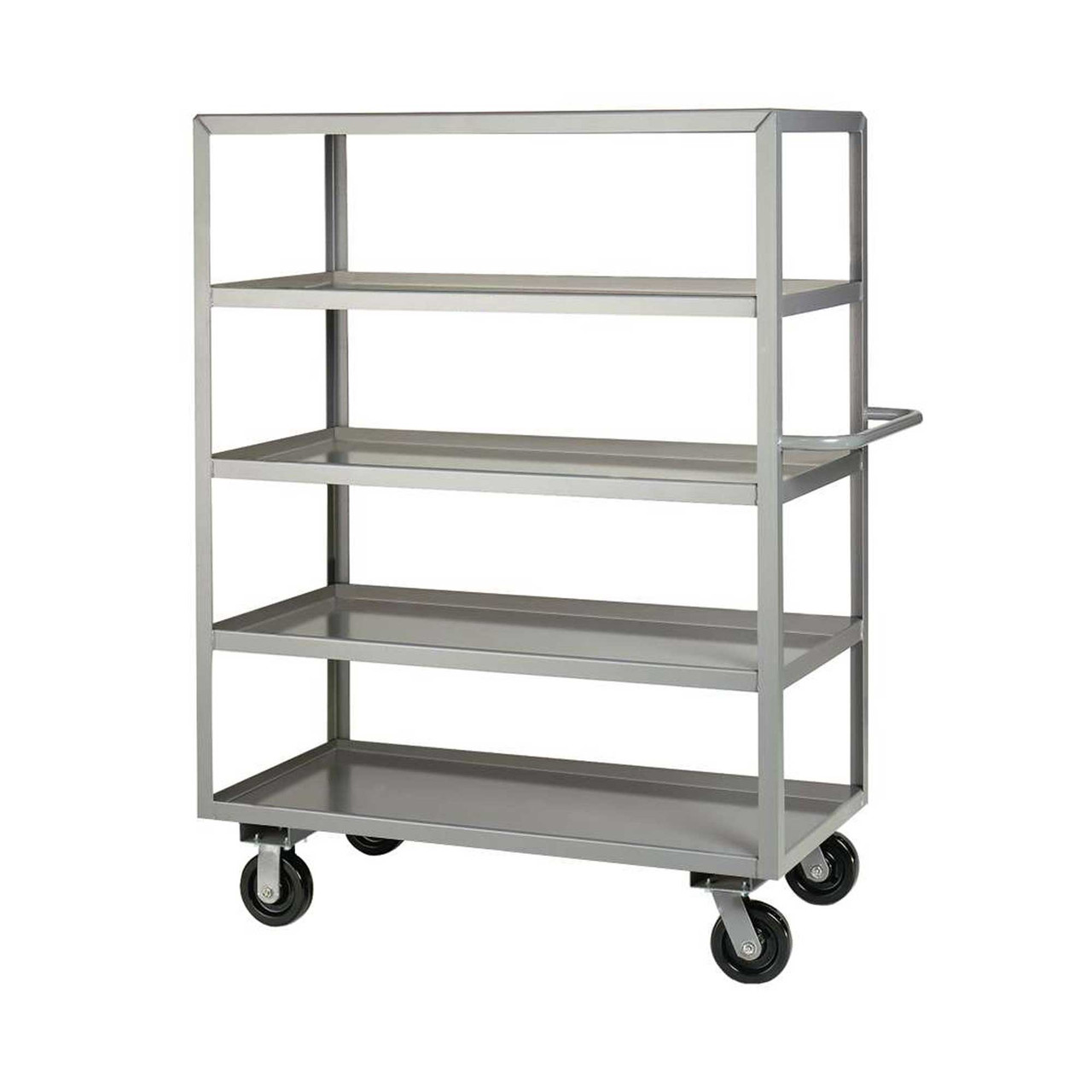 Rolling Shelf Cart, 60" W x 30" D x 65" H, Five Shelves, 1.5" Retaining Lip