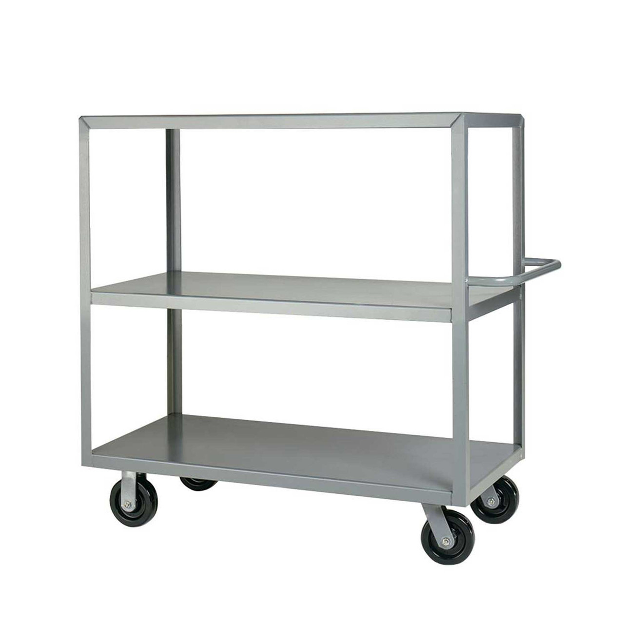 Rolling Shelf Cart, 60" W x 30" D x 45" H, Three Shelves, Flush Shelves
