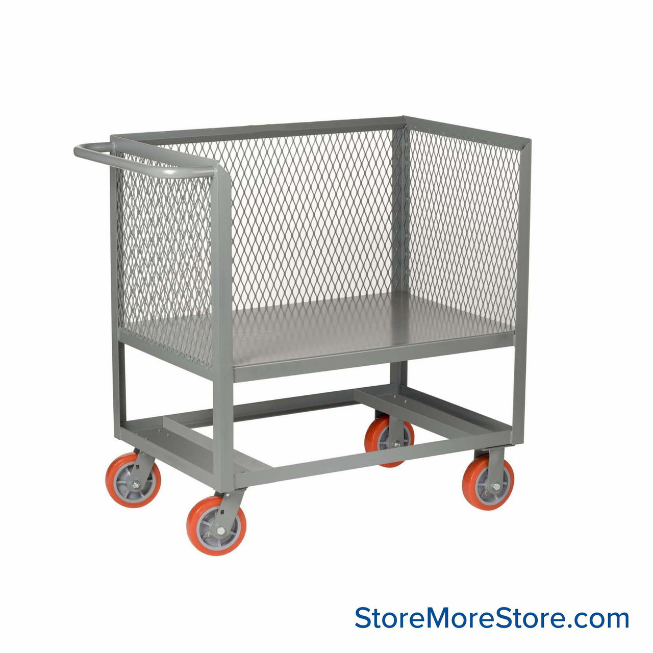 Industrial Storage Carts, 36" W x 24" D x 40" H, Three Sided, Mesh Sides