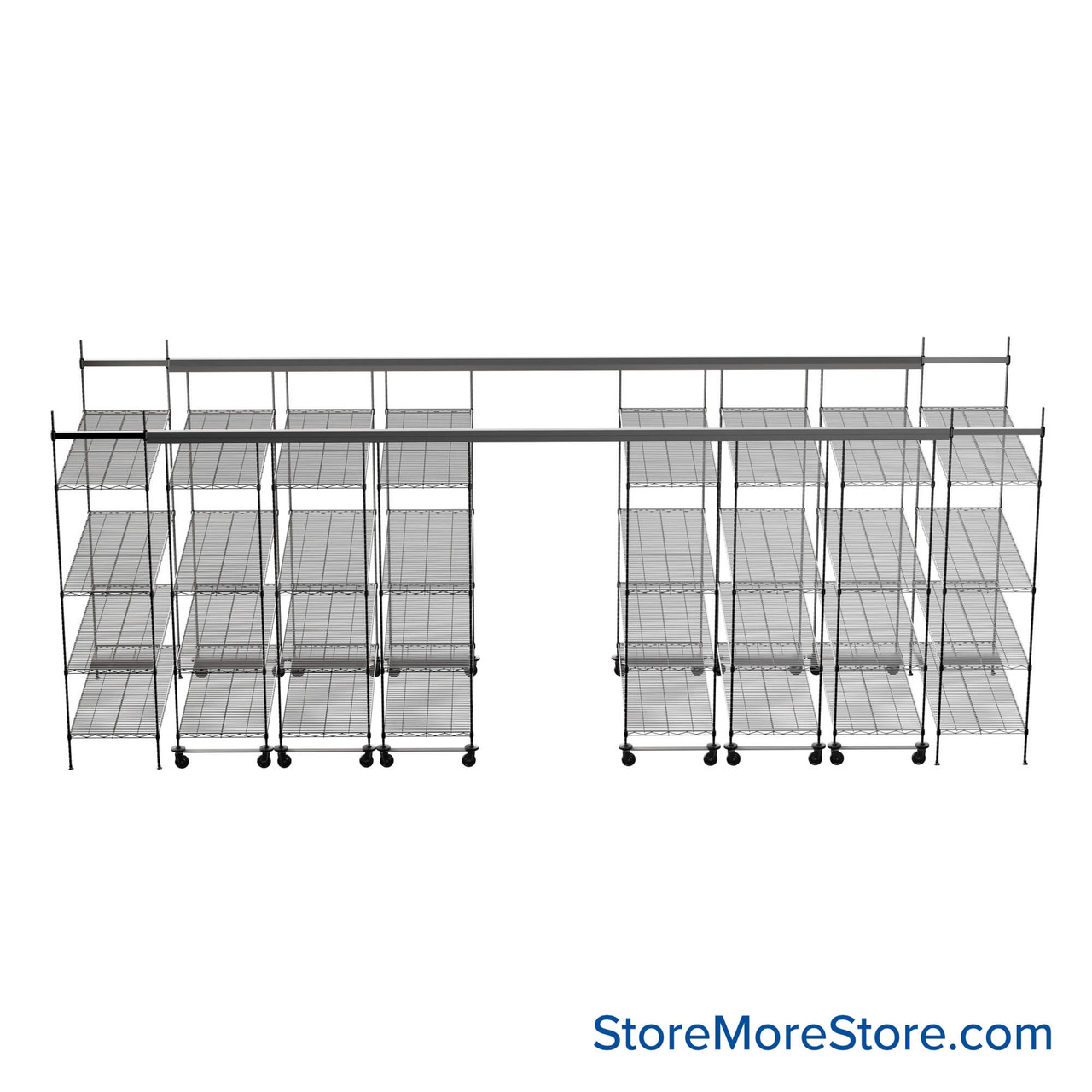 Top Track Shelving, 240" W x 60" D x 86" H, 60"W x 24"D Shelf Dimensions, 4 Adjustable Shelfs