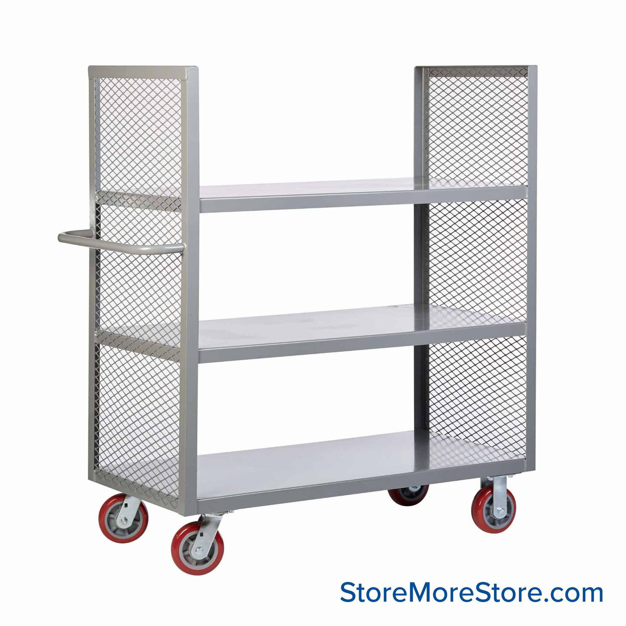 Rolling Trolley Cart, 48" W x 24" D, Three Shelves