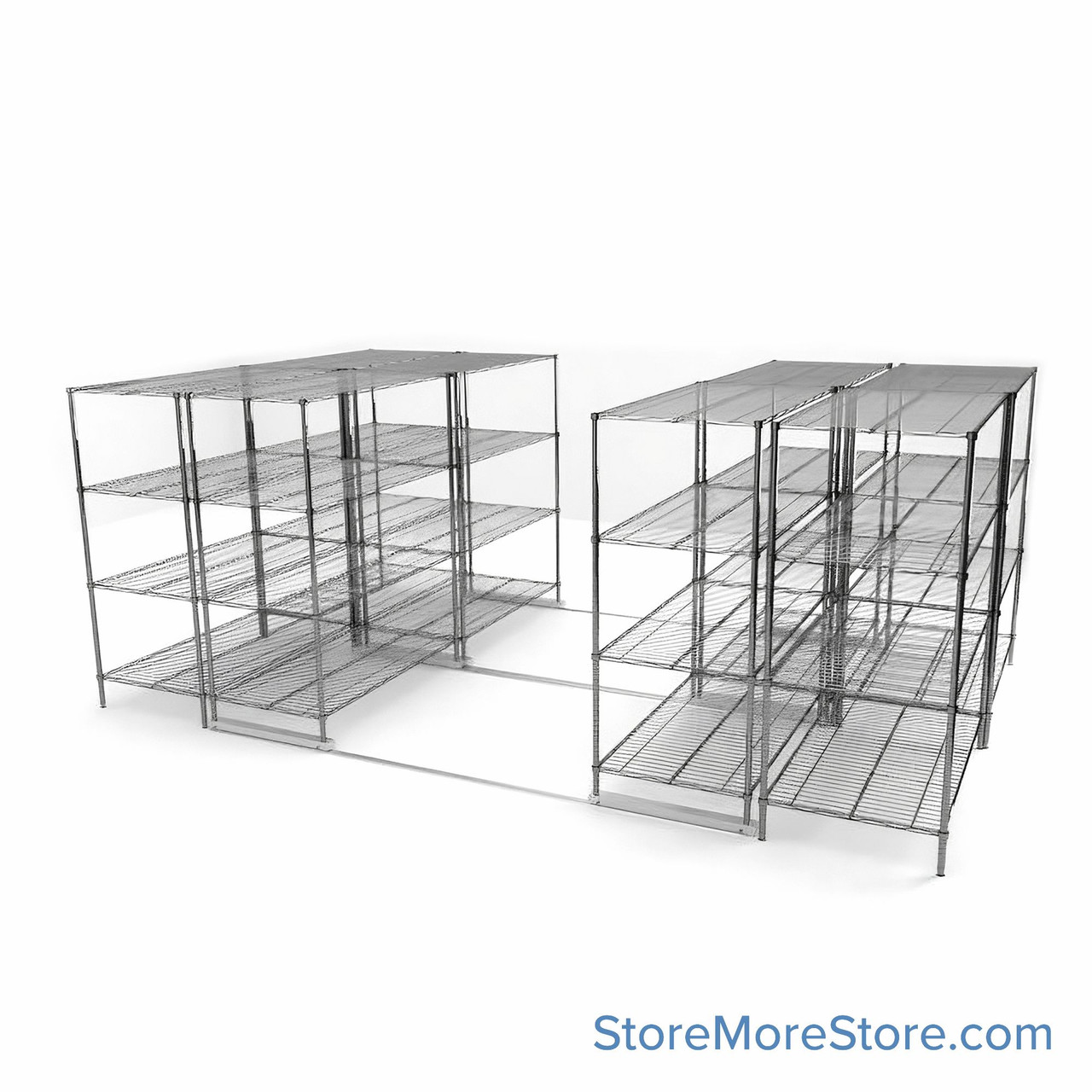 High Density Wire Shelving, 192" W x 120" D x 77" H, 8 Shelves, 36" Shelf Depth