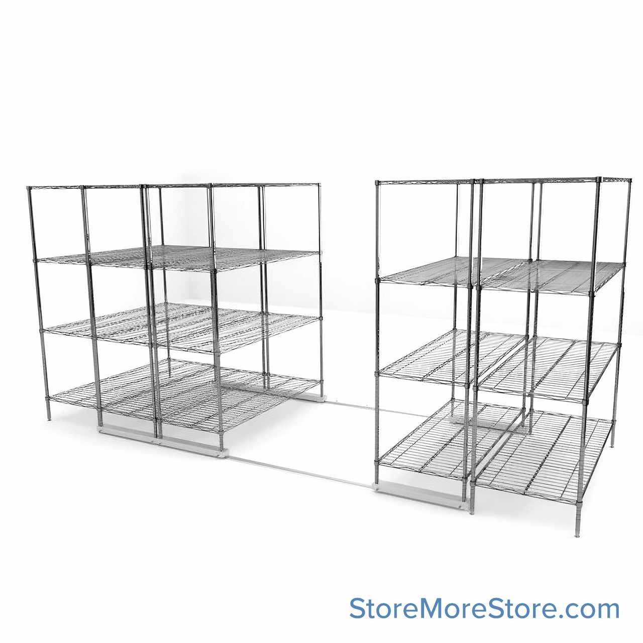 High Density Wire Shelving, 168" W x 60" D x 77" H, 8 Shelves, 24" Shelf Depth
