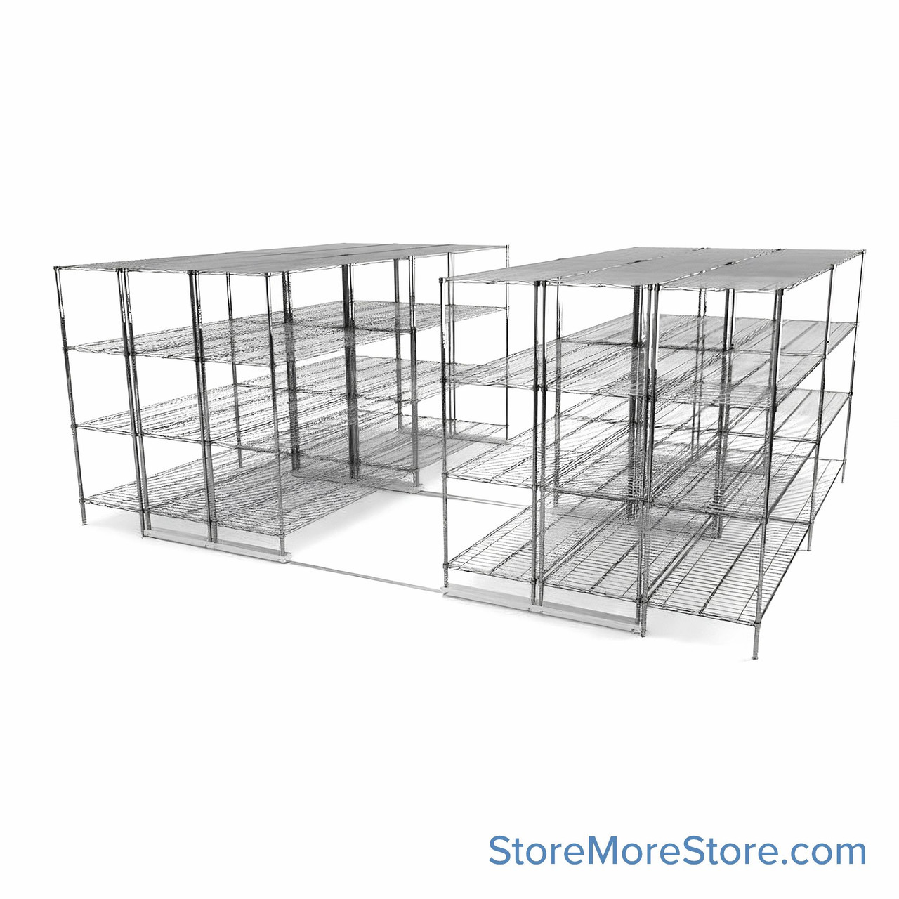 High Density Wire Shelving, 192" W x 144" D x 77" H, 8 Shelves, 24" Shelf Depth