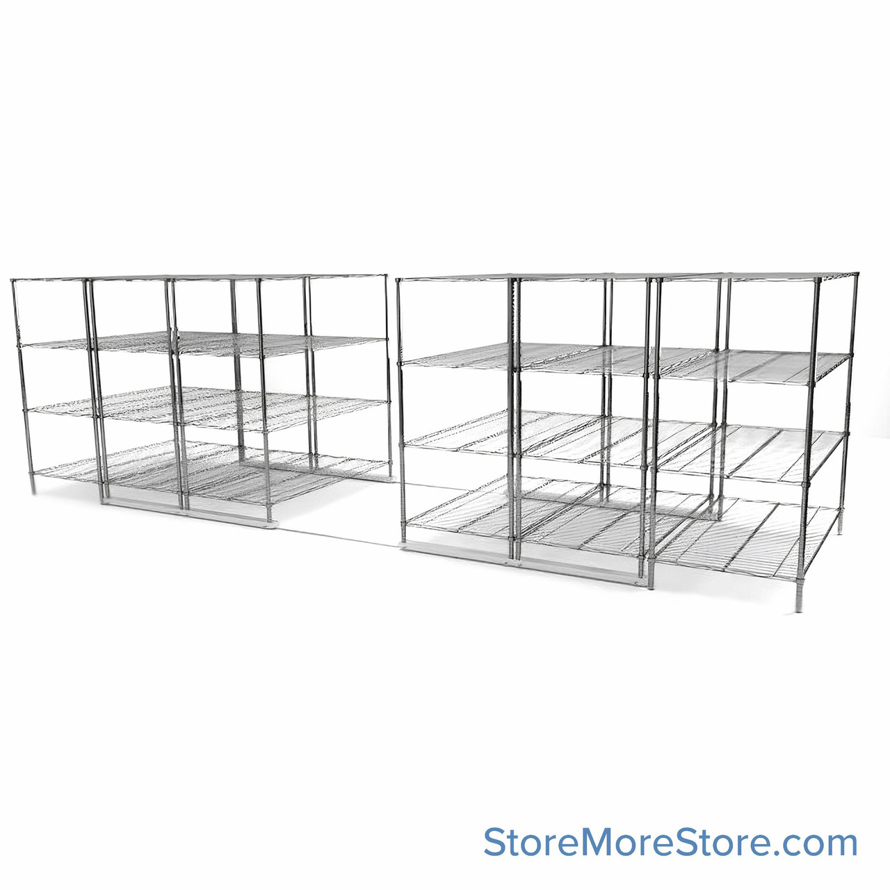 High Density Wire Shelving, 264" W x 72" D x 77" H, 8 Shelves, 36" Shelf Depth