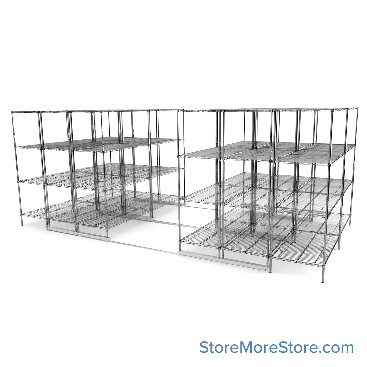 High Density Wire Shelving, 192" W x 96" D x 77" H, 8 Shelves, 24" Shelf Depth