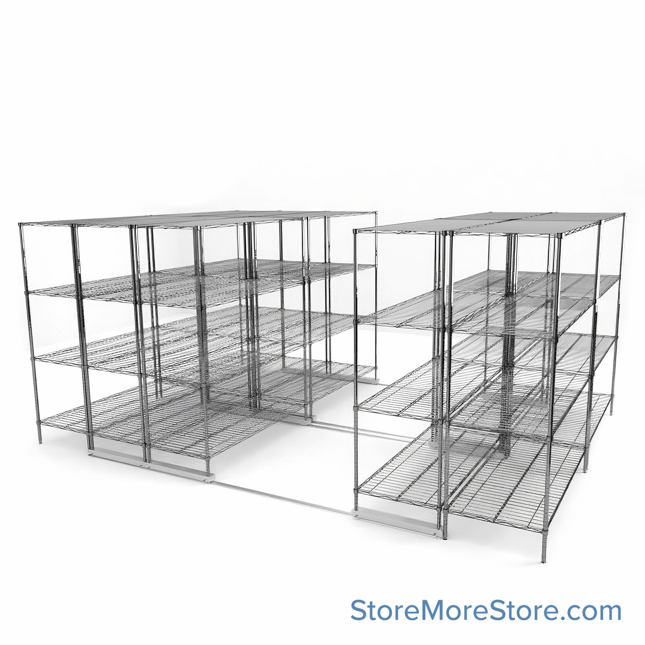High Density Wire Shelving, 168" W x 120" D x 77" H, 8 Shelves, 24" Shelf Depth