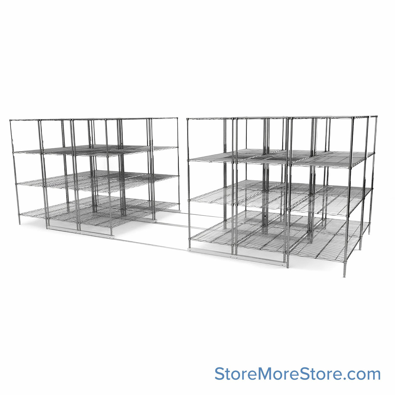 High Density Wire Shelving, 228" W x 84" D x 77" H, 8 Shelves, 30" Shelf Depth
