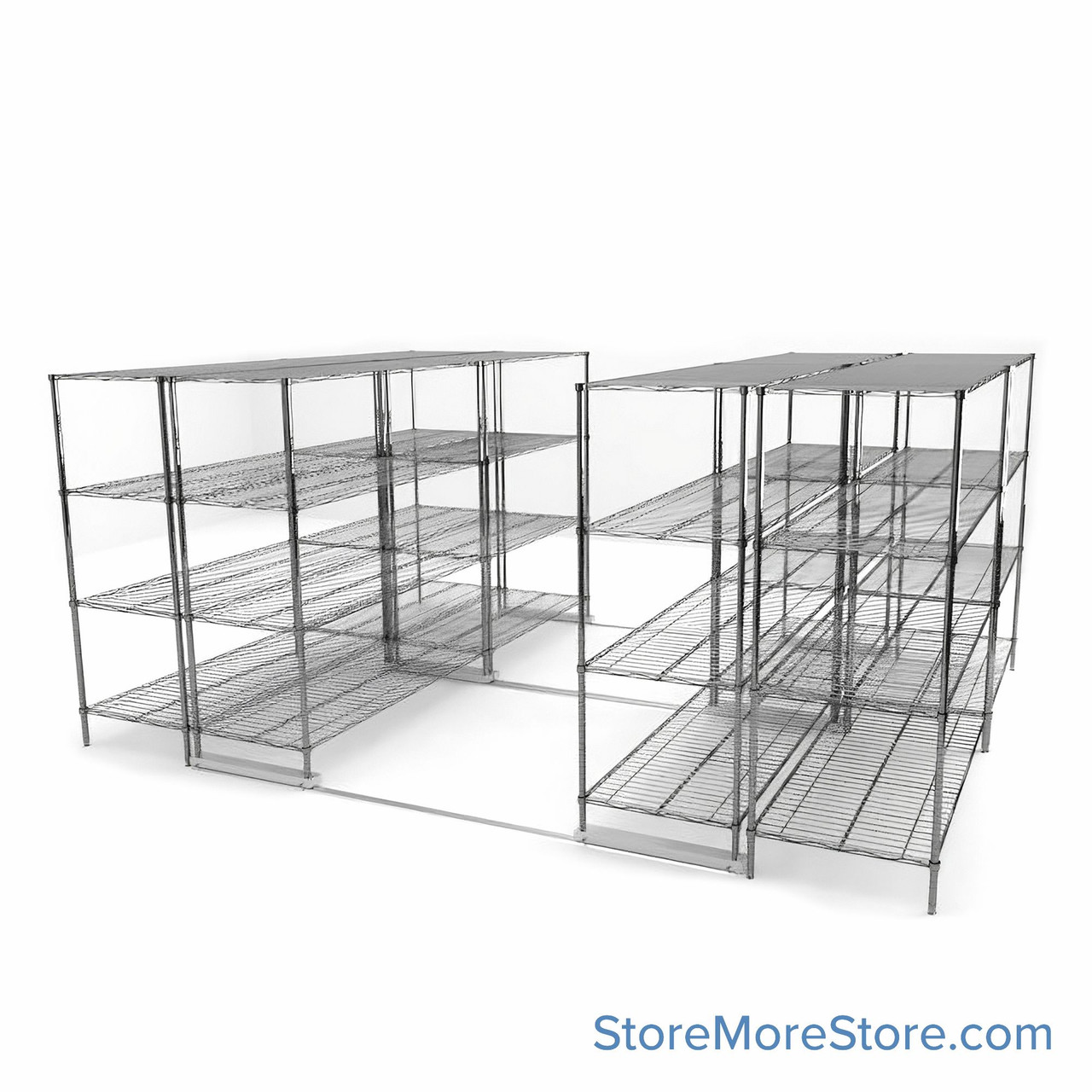 High Density Wire Shelving, 168" W x 132" D x 77" H, 8 Shelves, 30" Shelf Depth