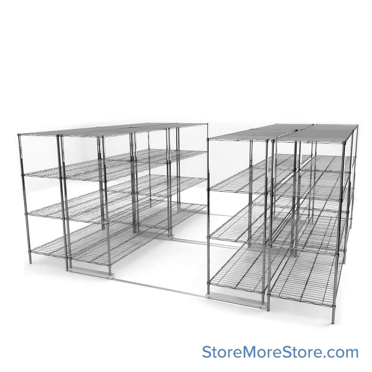 High Density Wire Shelving, 168" W x 144" D x 77" H, 8 Shelves, 30" Shelf Depth