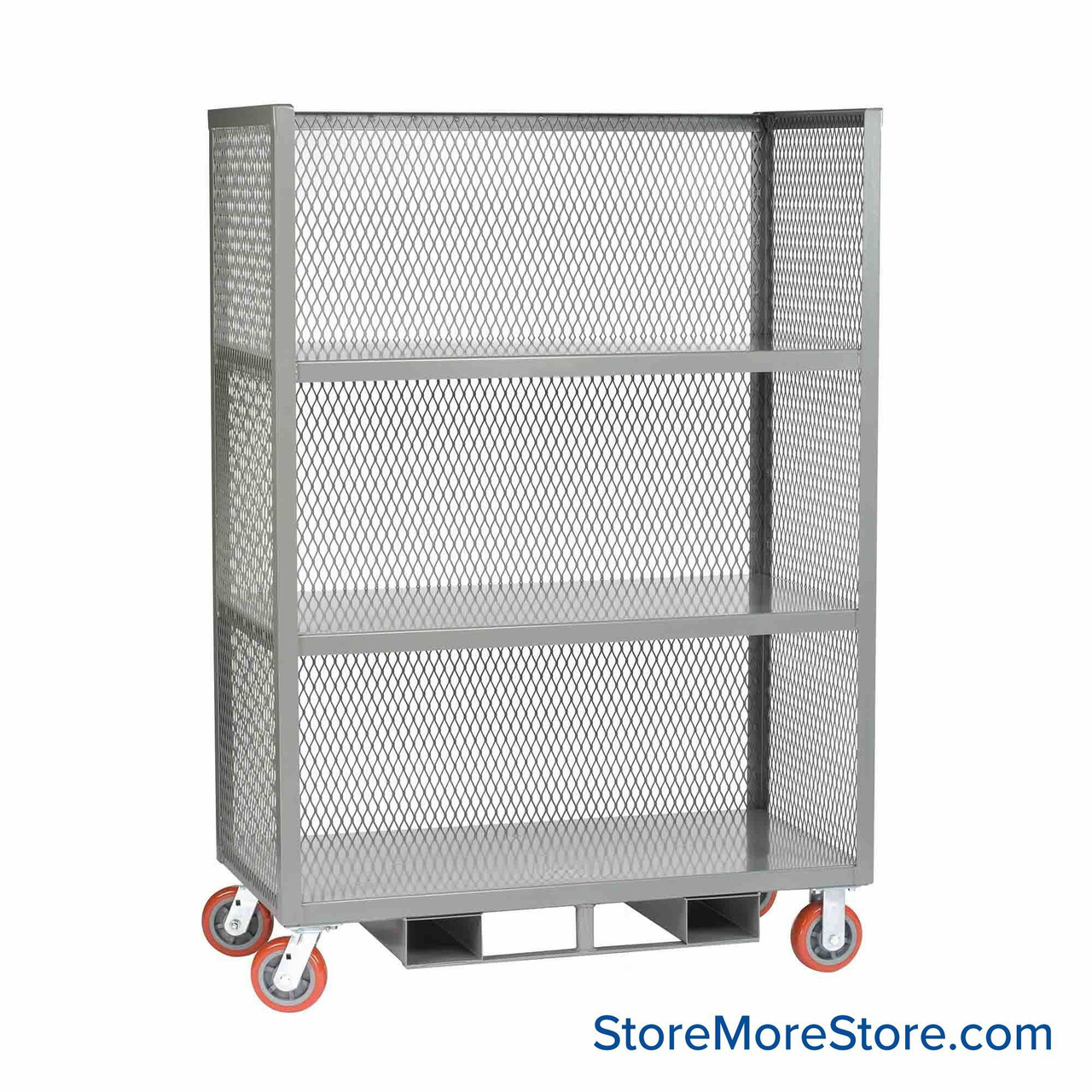 Three Sided Cart, 48" W x 24" D x 69" H, Three Shelves