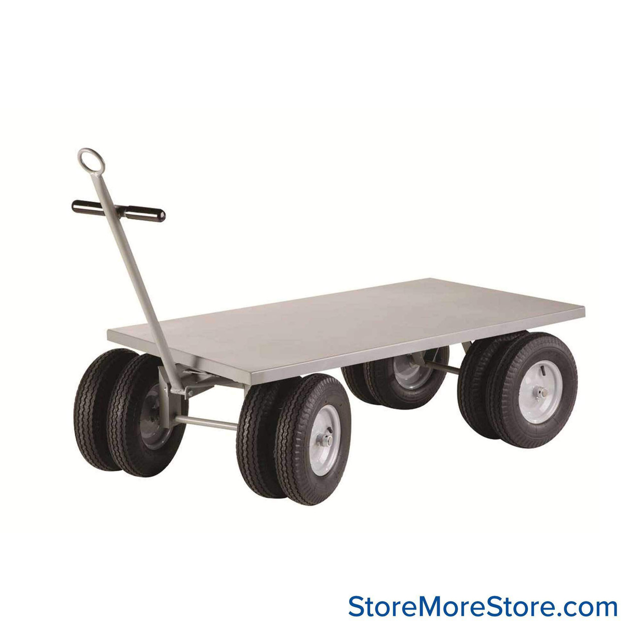 Heavy Duty Wagon, 48" W x 30" D x 18.5" H, Flush Deck, 16"x4" Pneumatic Wheels, Ring Handle