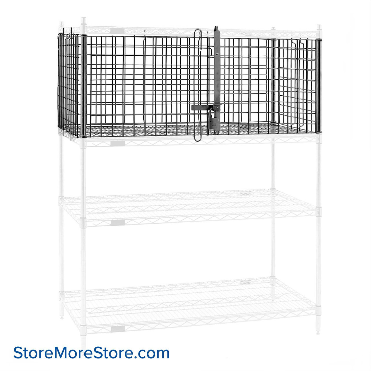 Small Wire Security Cage, 36" W x 24" D x 20" H, Hinged Doors Door, Antimicrobial Epoxy (Blue Green)
