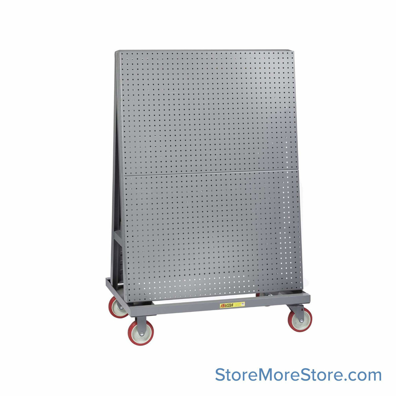 A-Frame Panel Cart, 60" W x 24" D, Two Sided Pegboard, 5" 2 Rigid & 2 Swivel Casters