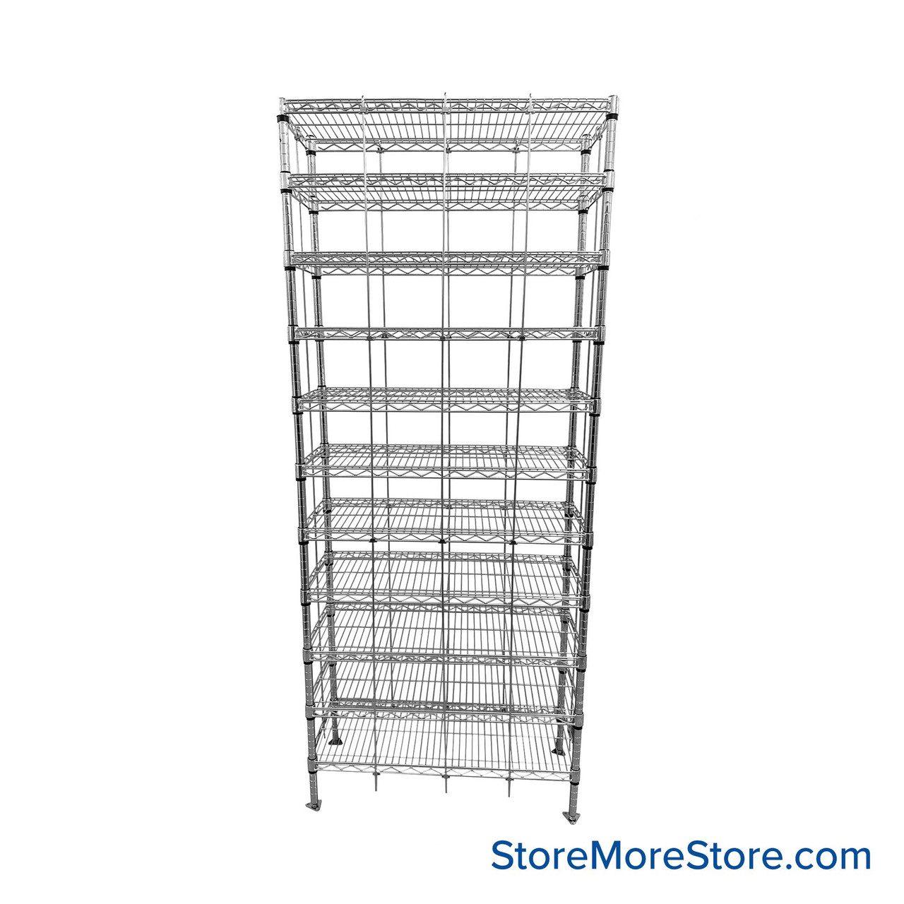 Stainless Steel Shoe Rack, 60" W x 14" D x 86" H, 11 Shelves