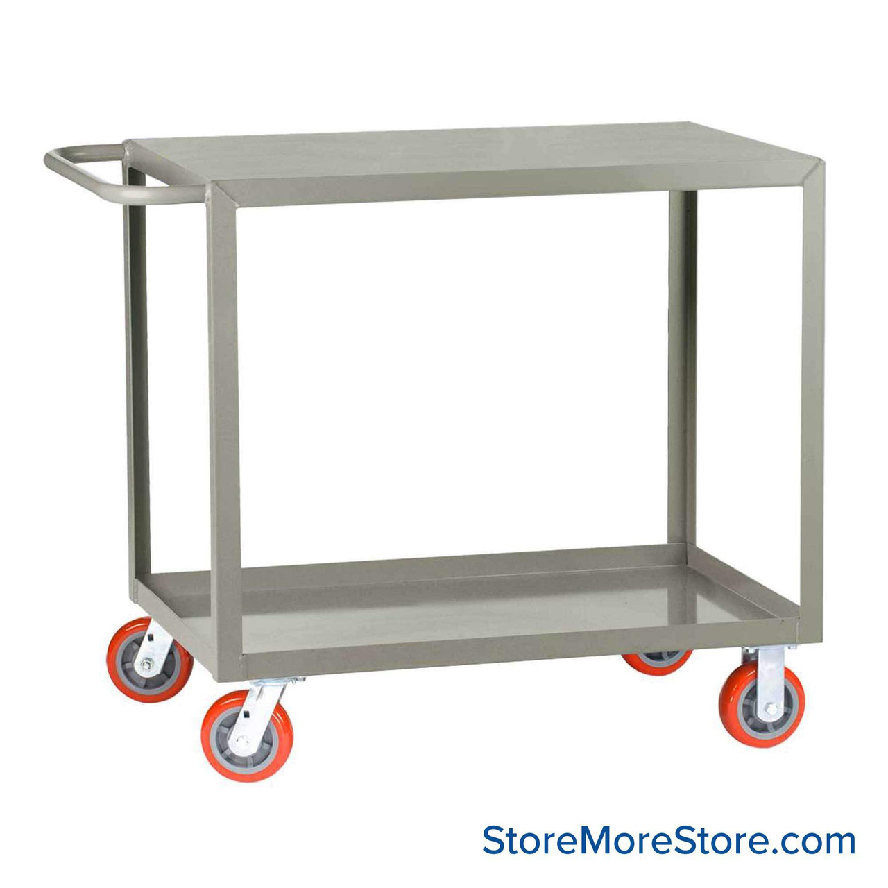 Mobile Picking Cart, 36" W x 24" D, 2 Shelves, Flush Top & 1.5" Bottom Shelf, 6" Polyurethane Casters, No Writing Shelf