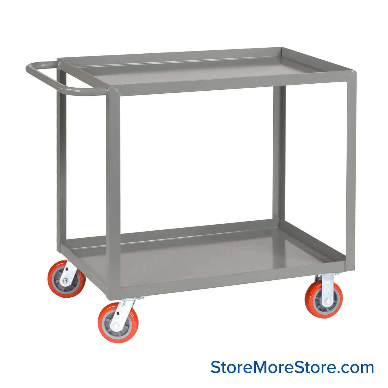 Mobile Picking Cart, 36" W x 24" D, 2 Shelves, 1.5" Retaining Lip, 6" Polyurethane Casters, No Writing Shelf