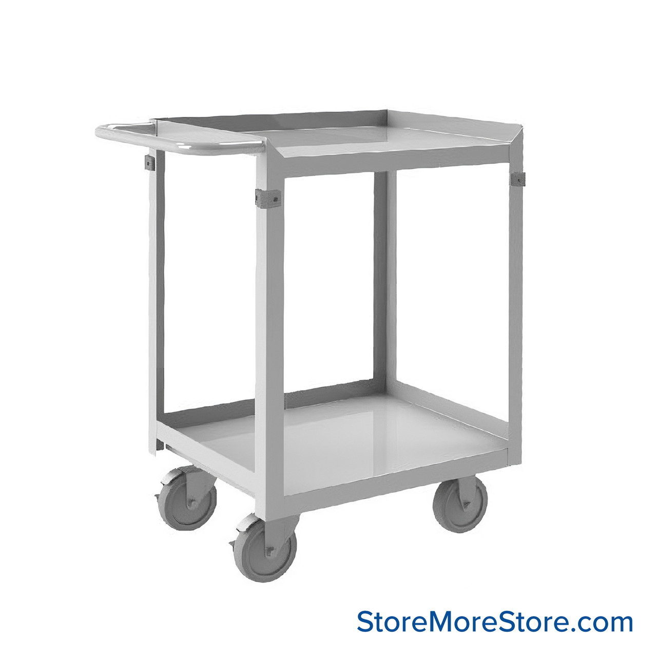 Stainless Steel Cart, 24" W x 18" D x 36" H, 1.25" Lip On 3 Sides w/ No Lip Front, 2 Shelves
