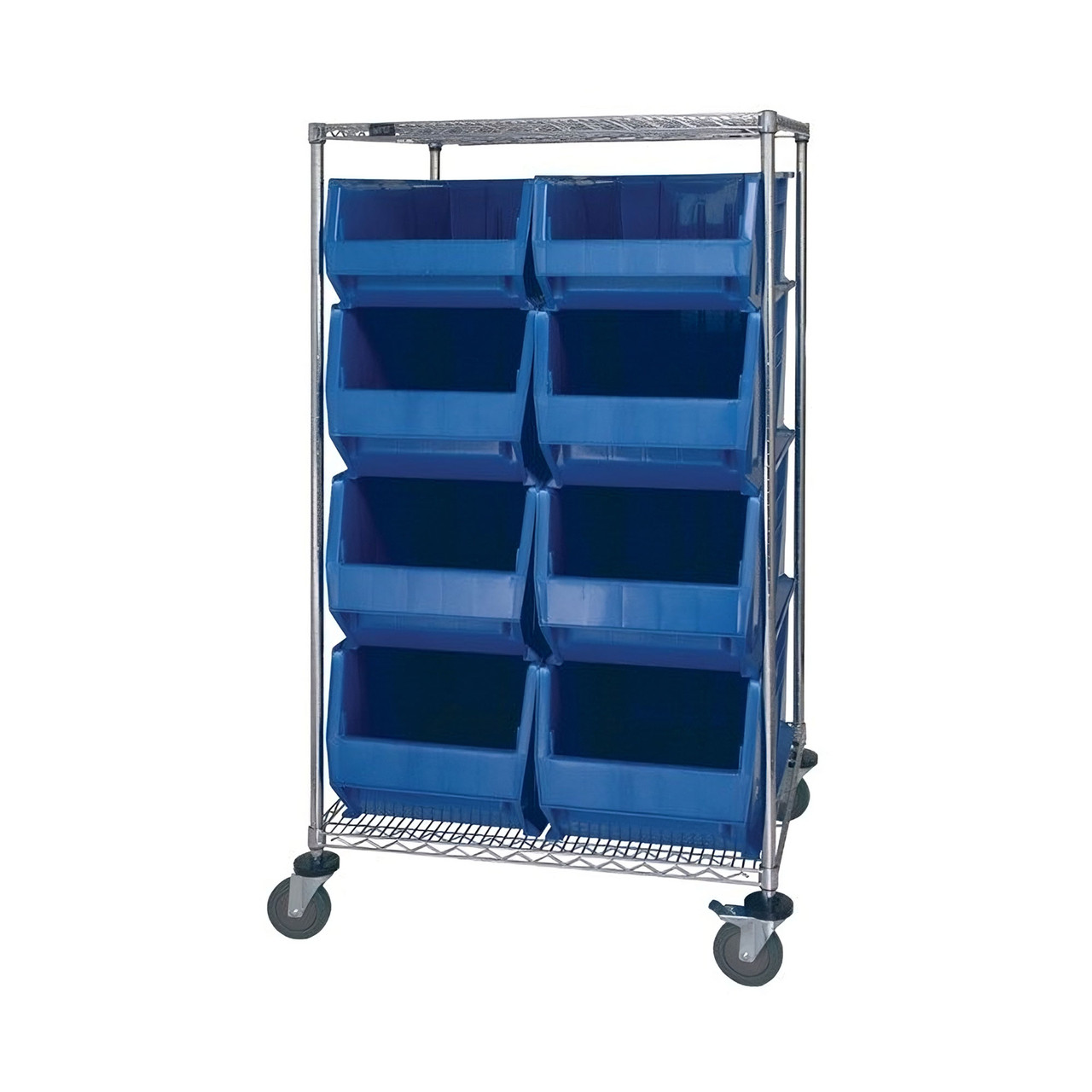 Rolling Bin Cart, Plastic, 8 Bins