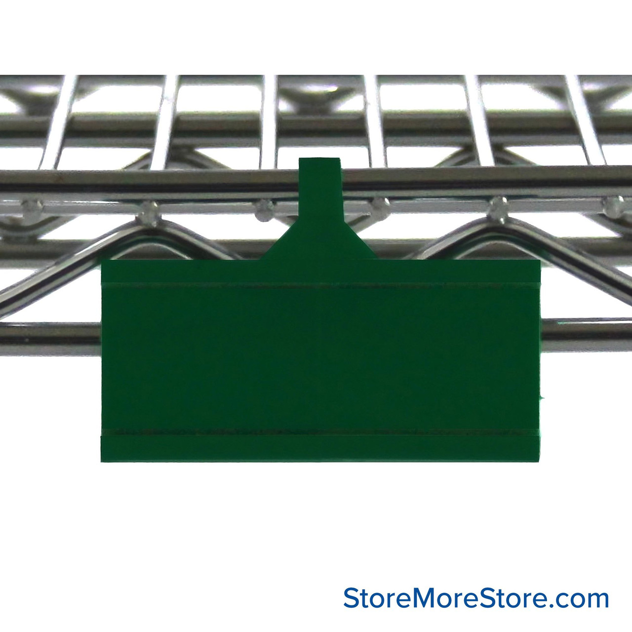 Wire Shelf Label Holders, 3" W x 0.1" D x 1.5" H, Green, Green