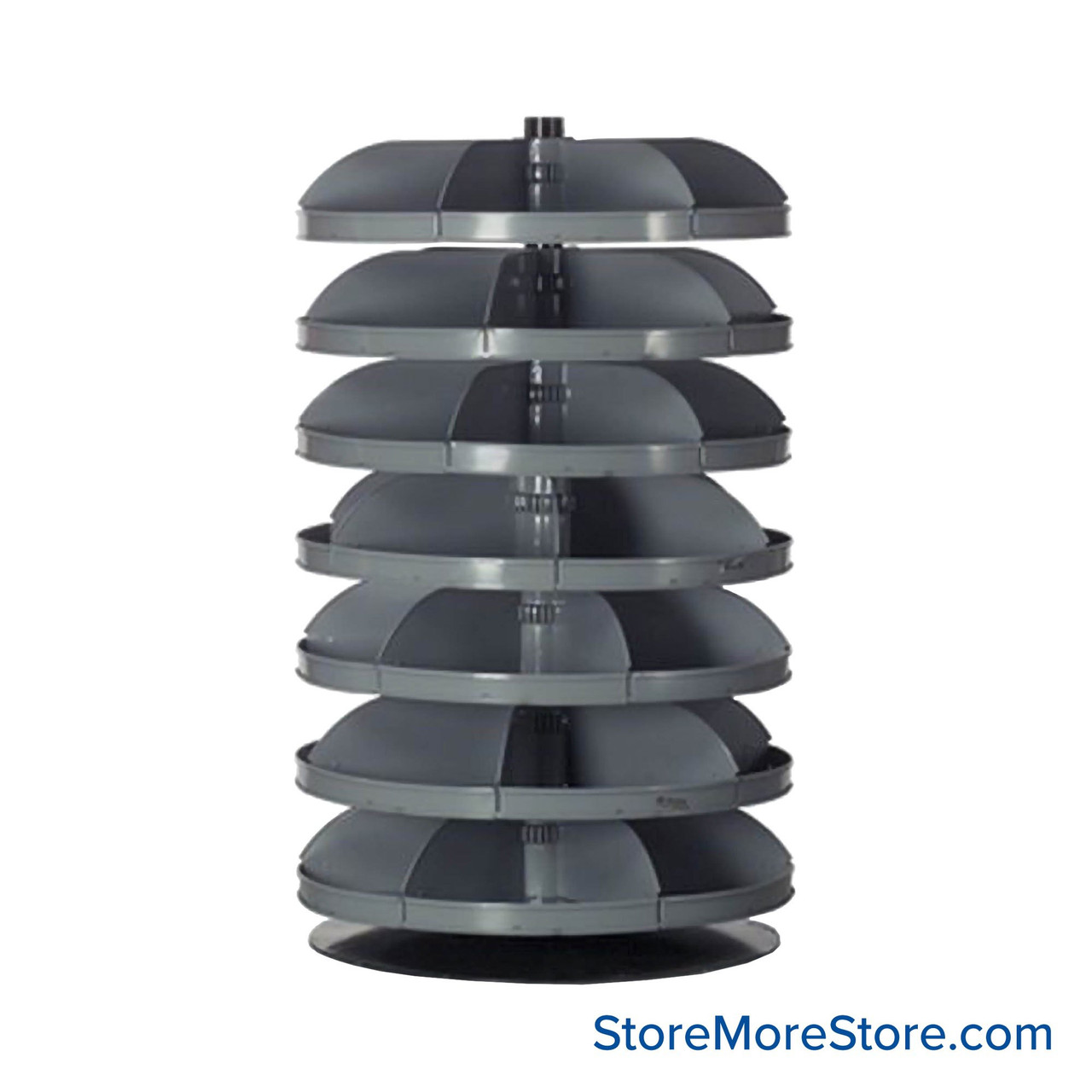 Rotating Hardware Bin, 28" W x 28" D x 46" H, 7 Revolving Shelves, 7 Compartments Per Shelf