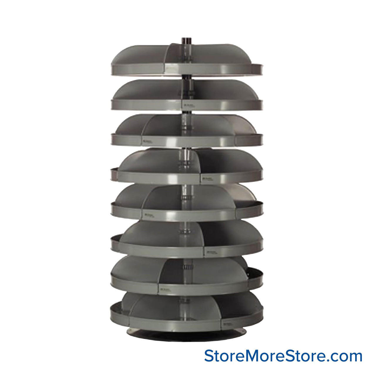 Rotating Hardware Bin, 34" W x 34" D x 65" H, 8 Revolving Shelves, 6 Compartments Per Shelf