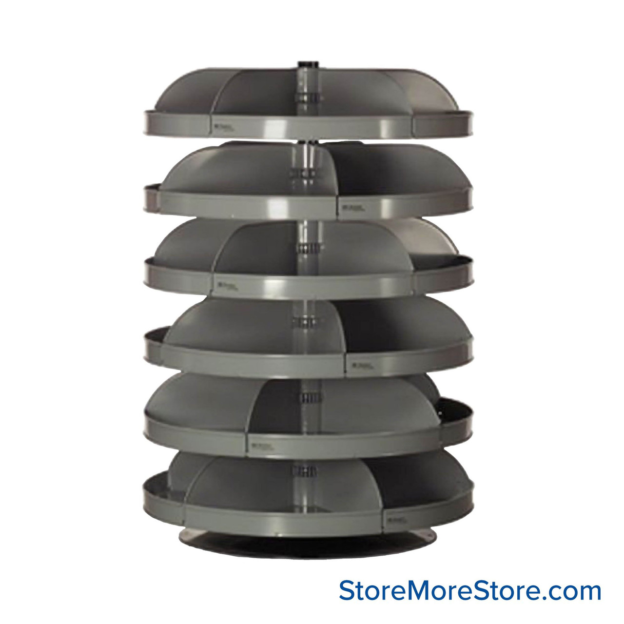 Rotating Hardware Bin, 34" W x 34" D x 50" H, 6 Revolving Shelves, 6 Compartments Per Shelf