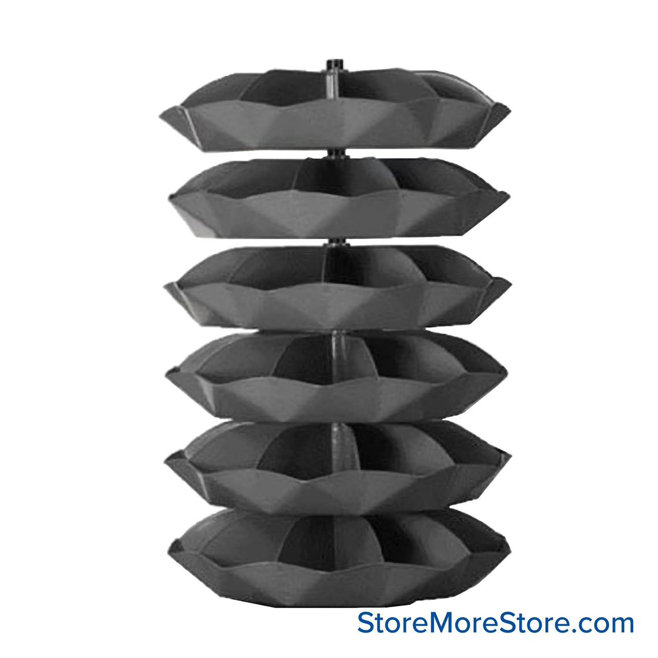 Rotating Hardware Bin, 44" W x 44" D x 69" H, 6 Revolving Shelves, 10 Compartments Per Shelf