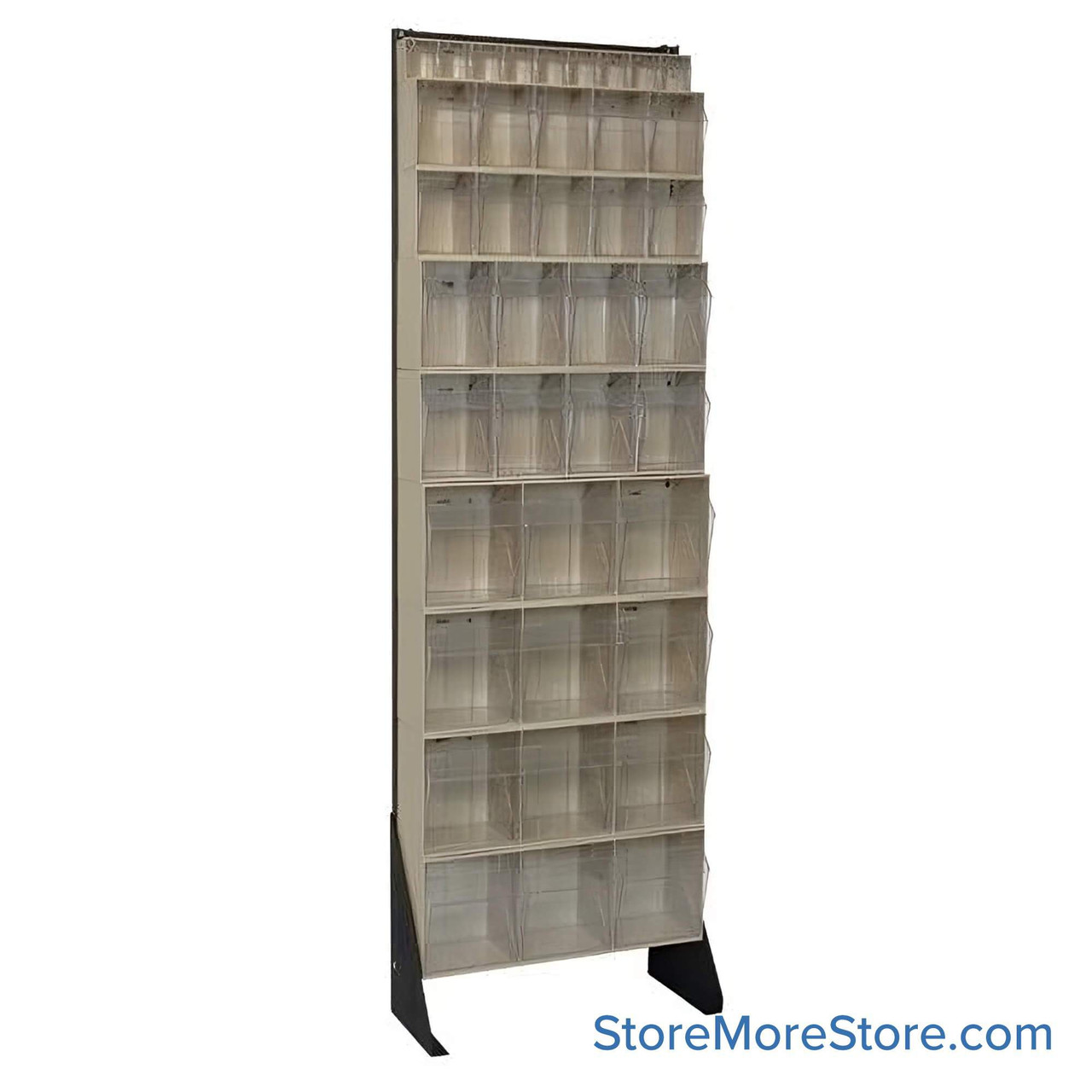 Hardware Bin Rack, 10" D x 75" H, 36 Bins, Without Casters, Ivory