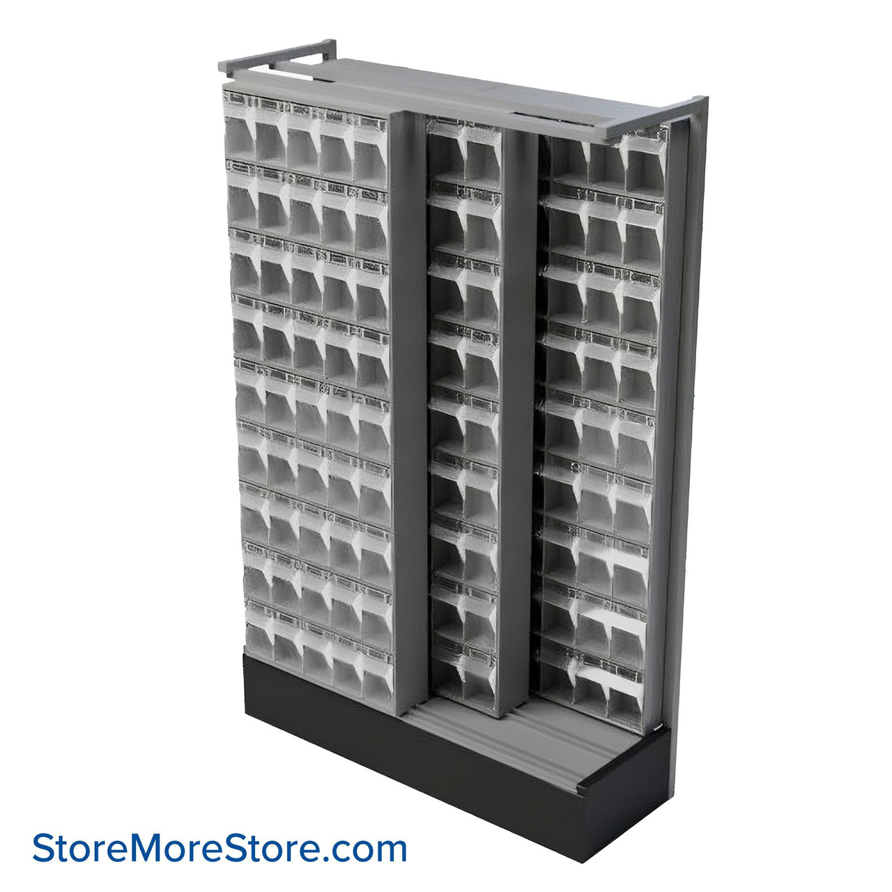Sliding Storage Cabinets, 180 Tilt-Out Bins, Gray