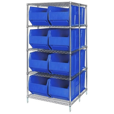 Large Bin Storage Rack, 36" D, Blue