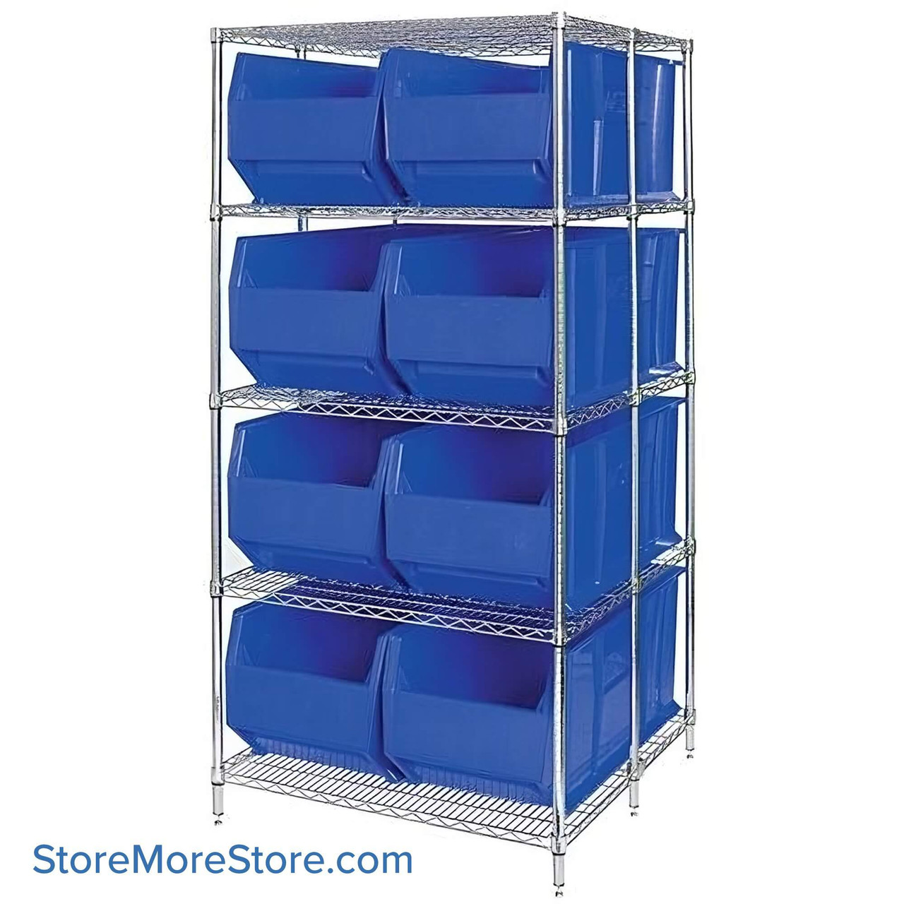 Large Bin Storage Rack, 42" D, Blue