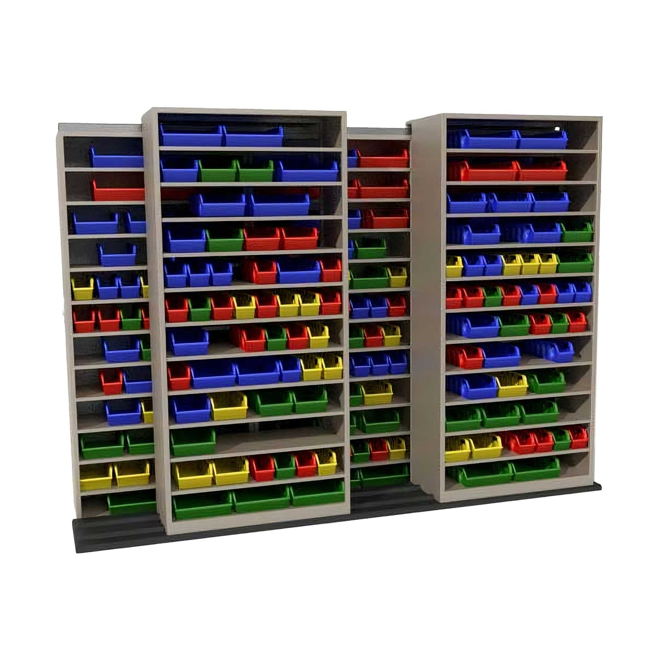 Mobile Bin Rack, 112" W x 40" D x 81.75" H
