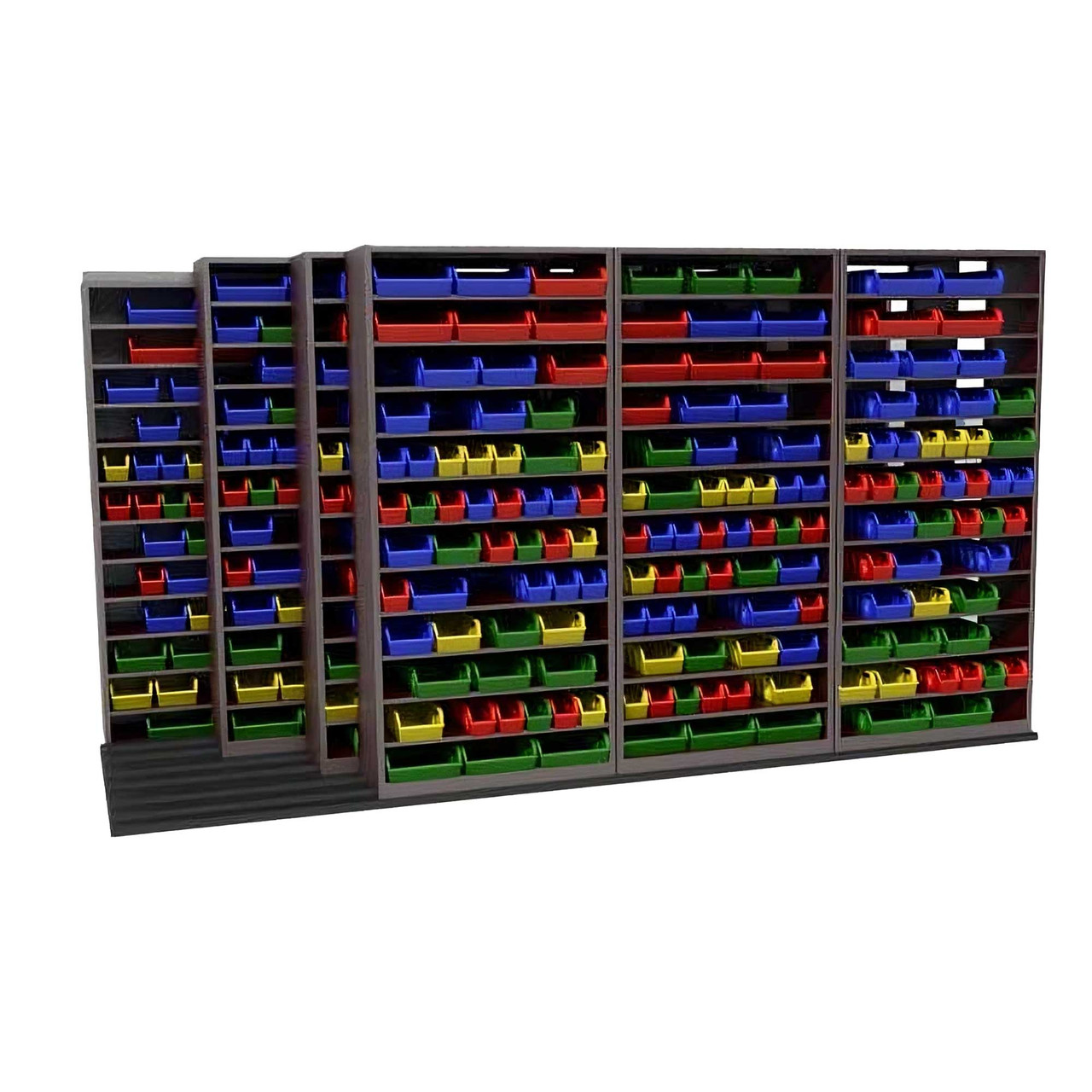 Mobile Bin Rack, 148" W x 68" D x 83.75" H
