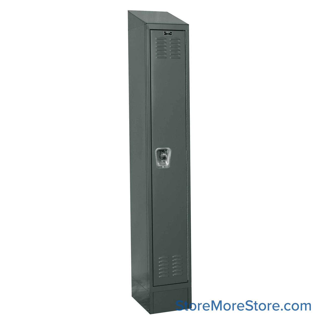 Metal Locker, 12'' W x 18'' D x 78'' H, 1 Column, 1 Tier, Sloped Top, Combination Lock (Included)