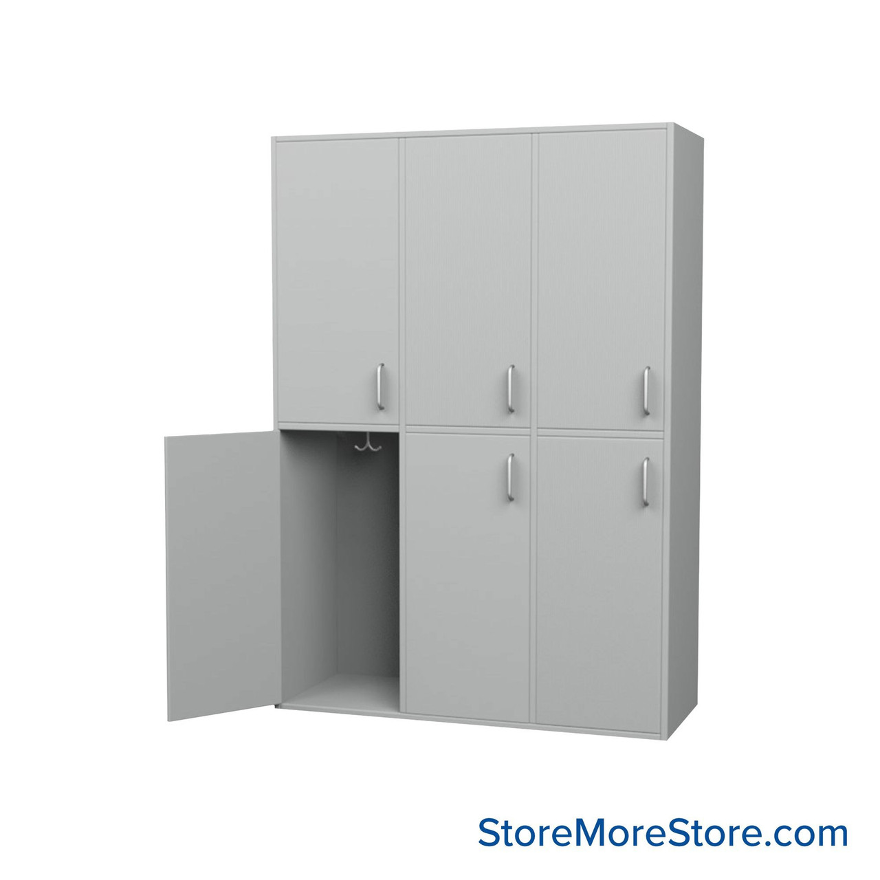 Double Tier Locker, 42'' W x 16'' D x 60'' H, 6 Lockers, 3 Columns, Left Hinge