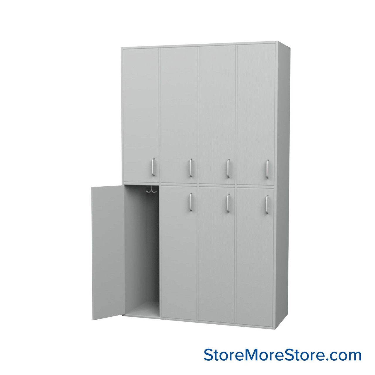 Double Tier Locker, 42'' W x 16'' D x 72'' H, 8 Lockers, 4 Columns, Left Hinge