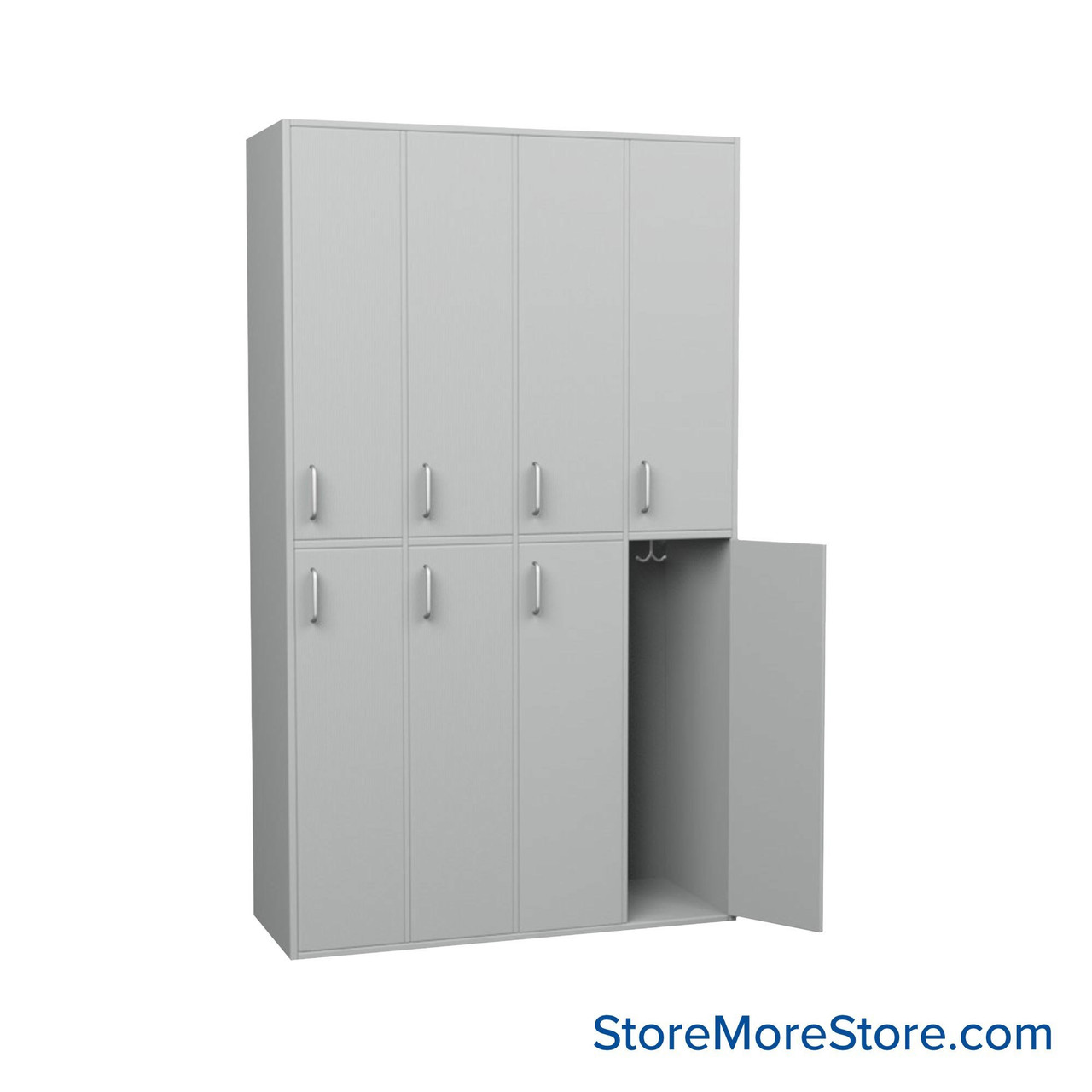 Double Tier Locker, 42'' W x 16'' D x 72'' H, 8 Lockers, 4 Columns, Right Hinge