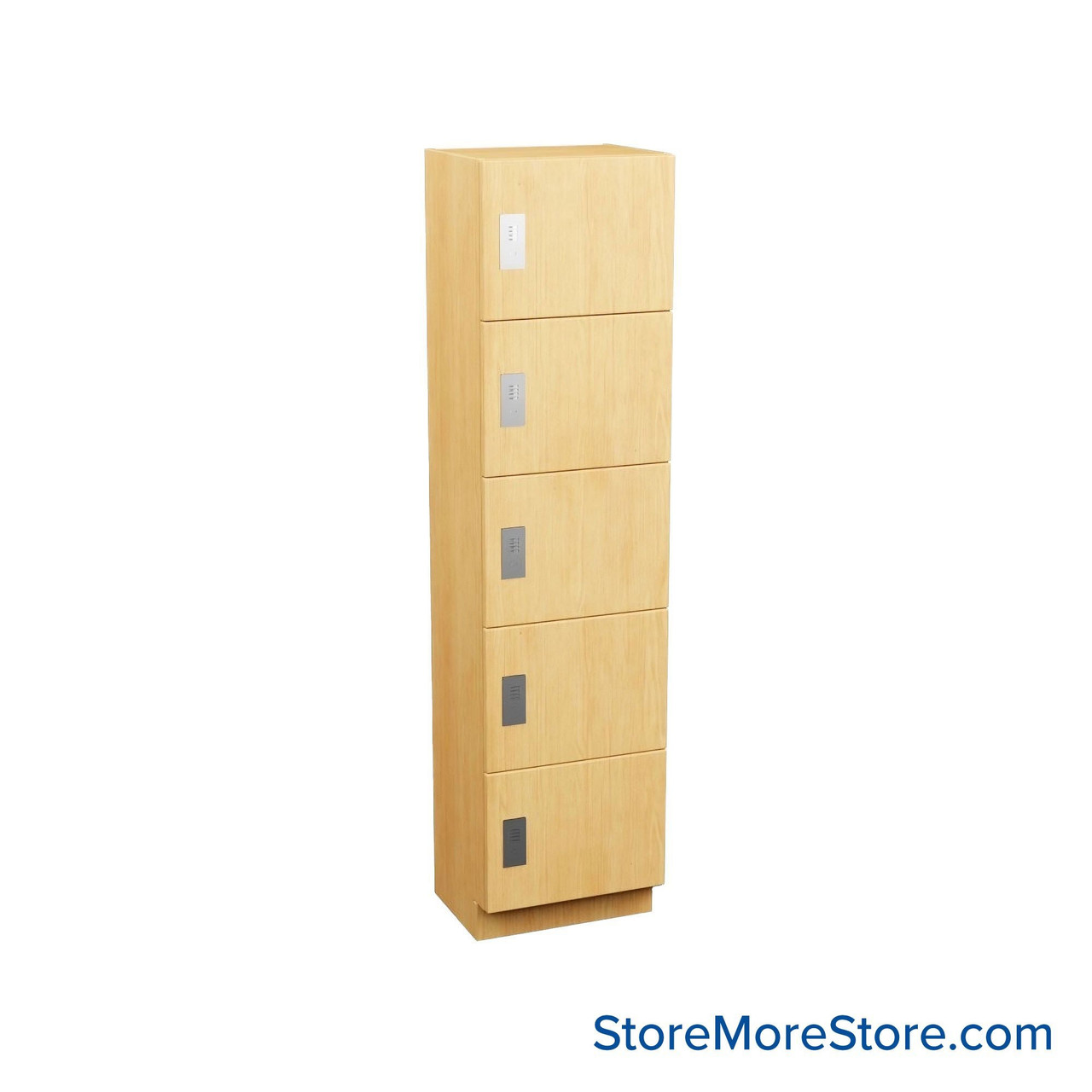 Box Lockers, 18'' W x 15'' D x 76'' H, 5 Lockers, 5 Tiers, Padlock Hasp