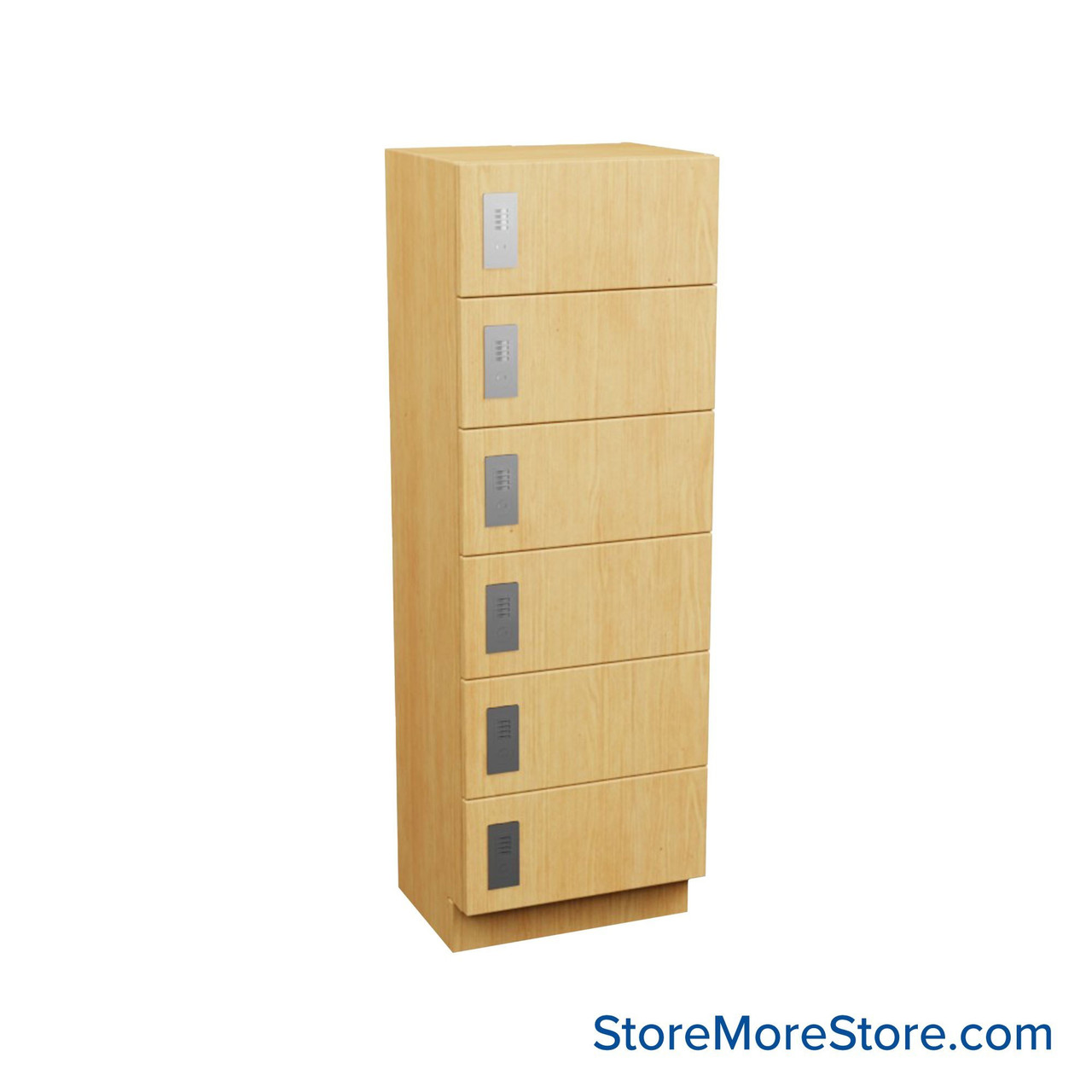 Box Lockers, 24'' W x 15'' D x 58'' H, 6 Lockers, 6 Tiers, Padlock Hasp