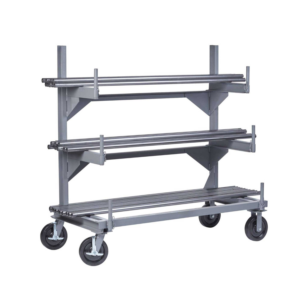 Mobile Pipe Rack, 48" W x 24" D x 61" H, 8" Phenolic w/Brakes Casters