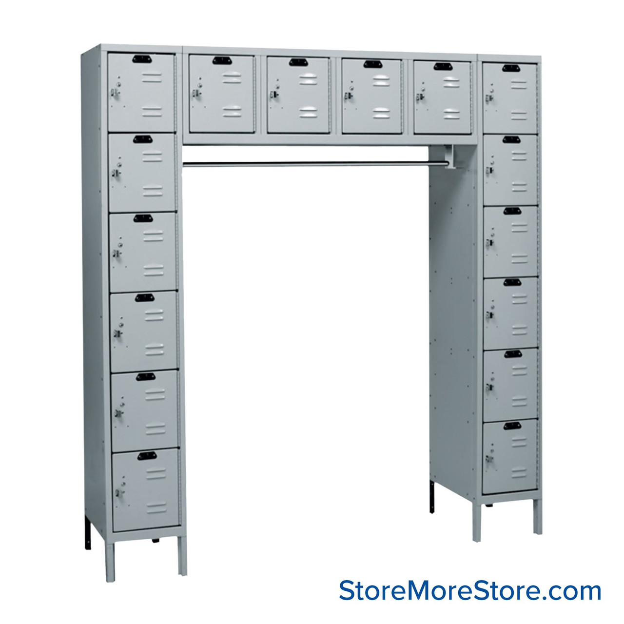 16 Person Locker, 72'' W x 18'' D x 78'' H, 18-Gauge Louvered Door, Padlock Hasp, Assembled