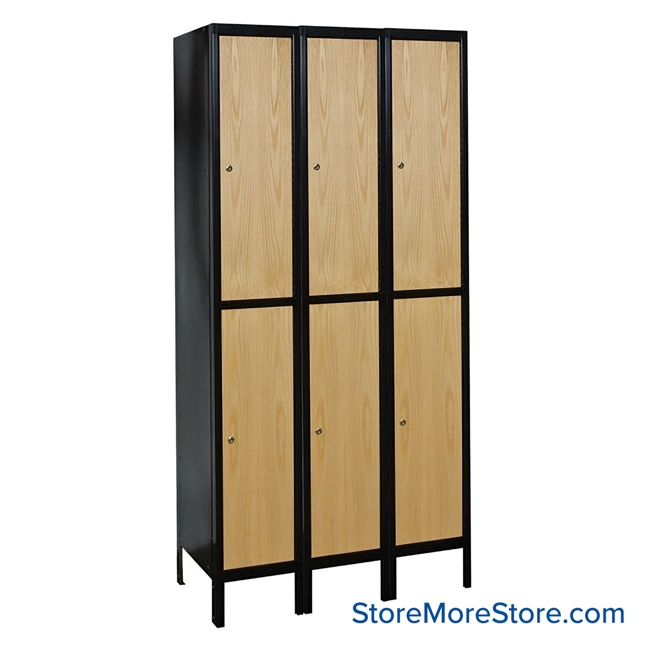 Wood and Metal Locker, 18" W x 261" D x 72" H, 3 Columns, 2 Tiers, Unassembled