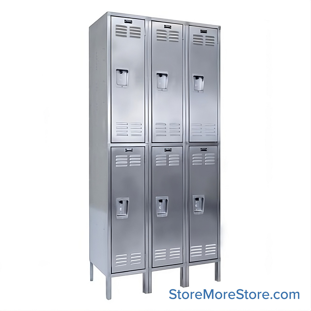 Stainless Steel Locker, 36" W x 18" D x 78" H, 3 Columns, 2 Tiers, Combination Lock, Assembled