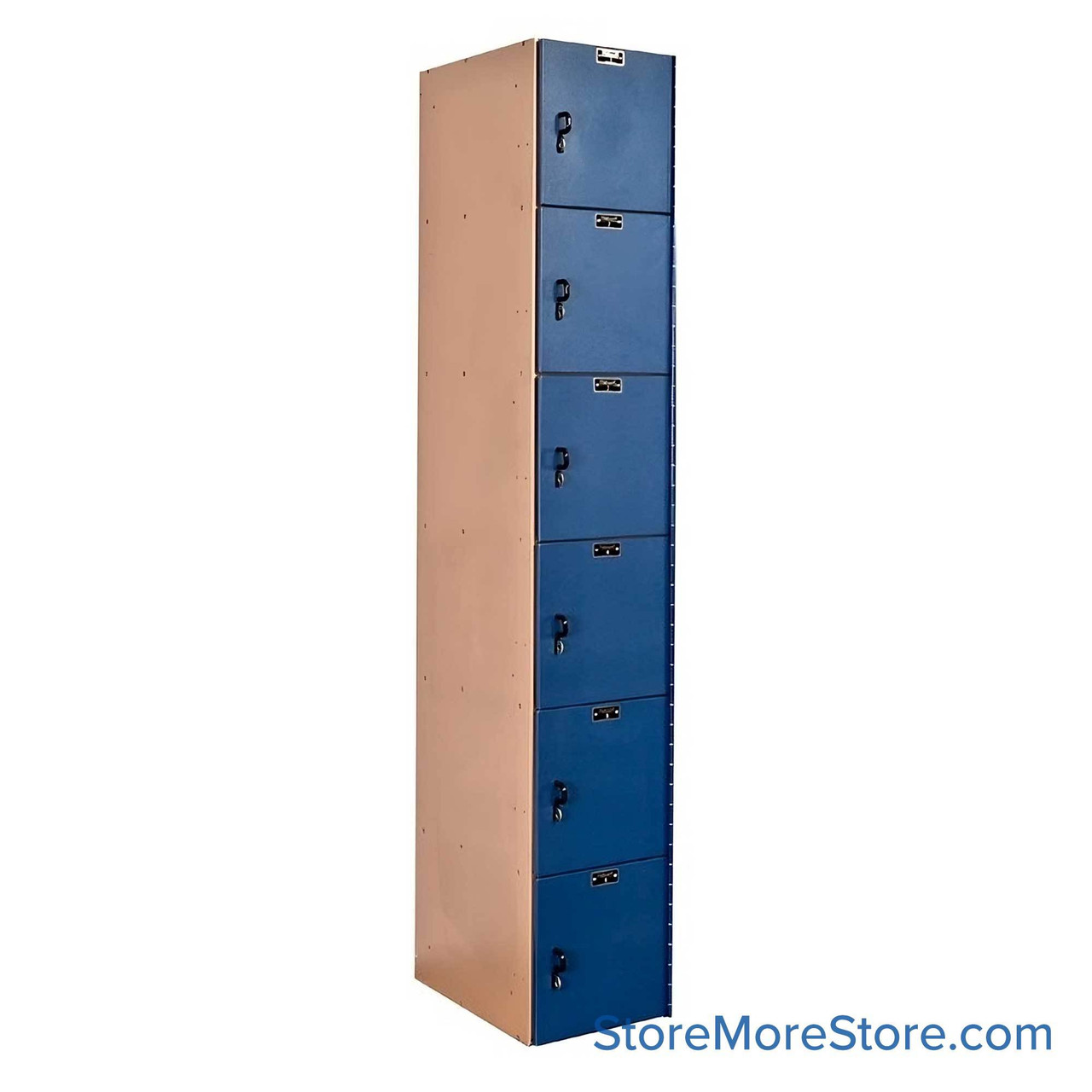 Plastic Lockers, 12" W x 18" D x 72" H, 6 Tiers